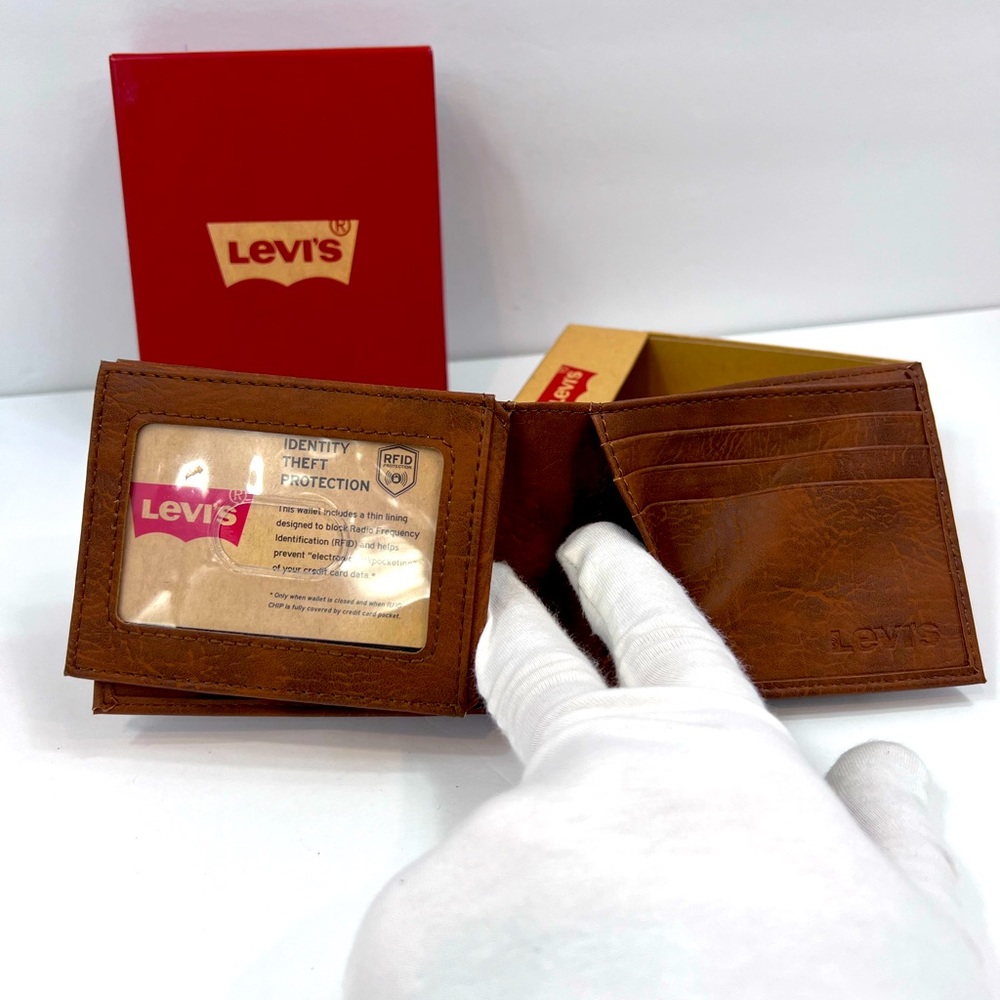 LEVI'S, MENS BROWN SINGLE FOLD MEN'S WALLET, RFID PROTECTION - Picture 7 of 12
